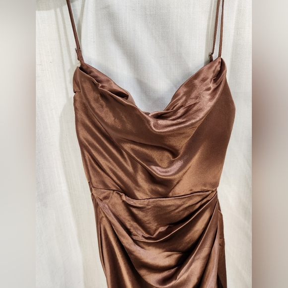NWT HOUSE OF CB REVA Toffee SATIN BALCONY CORSET DRESS XS - Picture 6 of 10